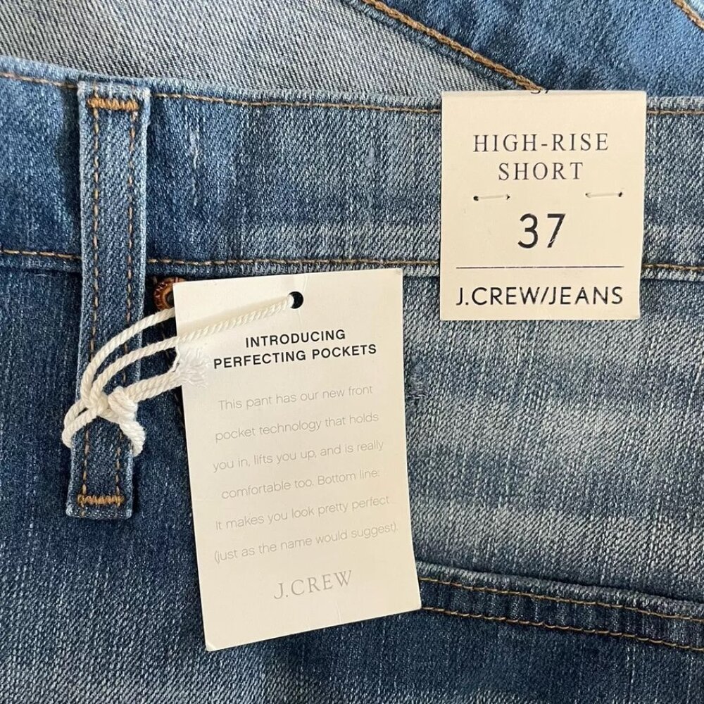 J Crew Button Fly Denim Shorts Plus Size 3X Blue Medium Wash High Rise Cutoffs - Picture 6 of 6